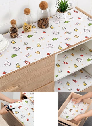 مفرش طاولة مقاوم للانزلاق لخزانة المطبخ والادراج (لفة 45 سم × 3 متر) مفرش طاولة قوي مقاوم للماء مصنوع من مادة ايفا للحمام والثلاجة، مفرش مزخرف متعدد الاغراض (لون عشوائى)
