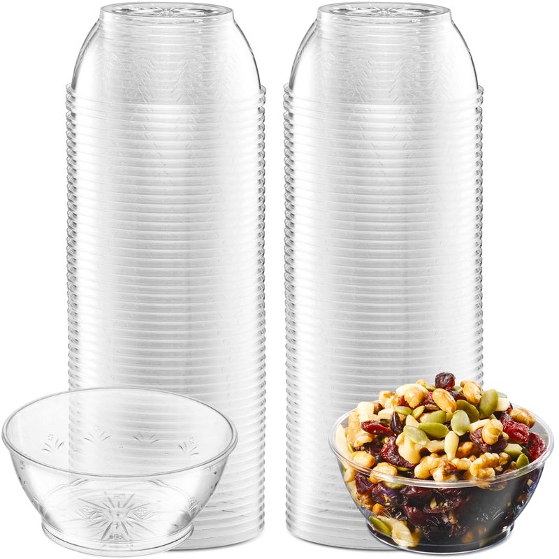 JoyServe Clear Mini Plastic Bowls - (Bulk 100 Pack) 6 Oz Disposable Premium Hard Plastic Dessert Bowls for Serving  Weddings  Catering  Parties  Salsa  Home or Event Party Supplies - Image 5