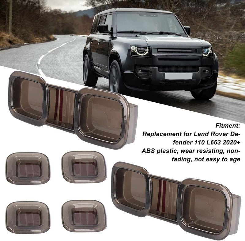 Pilipane Stylish Car Tail Light Cover Kit for Defender 110 L663 2020, 6pcs Transparent Grey - Image 2