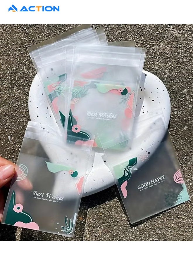 ACTION 100 Pack Diy Self Adhesive Plastic Transparent Candy Cookie Gift Bag, 7cm×10cm Reclosable White Polka Dot Self Sealing Packaging Bags, Chocolate Small Treat Party Birthday Wedding - Image 3
