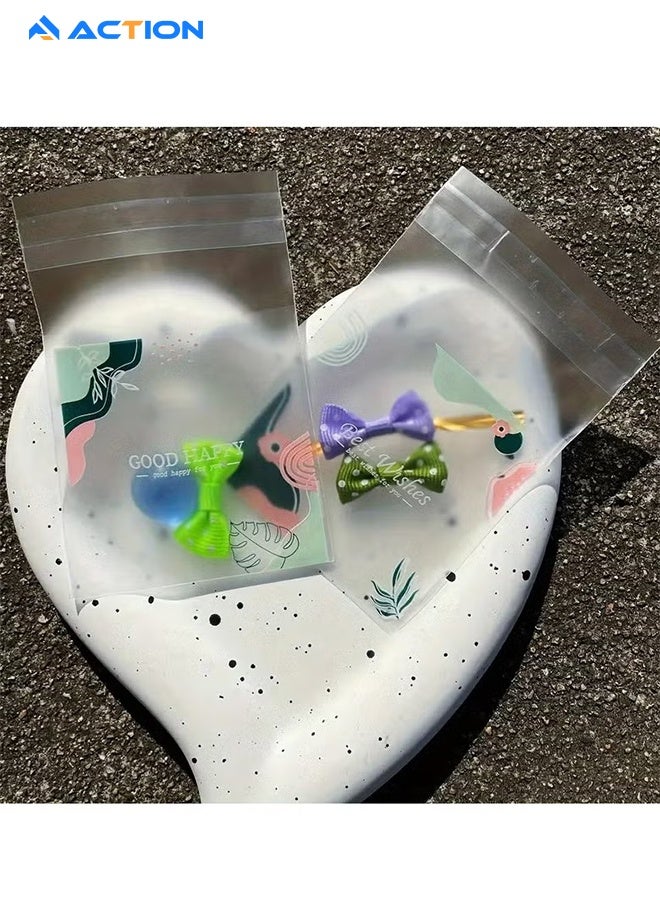ACTION 100 Pack Diy Self Adhesive Plastic Transparent Candy Cookie Gift Bag, 7cm×10cm Reclosable White Polka Dot Self Sealing Packaging Bags, Chocolate Small Treat Party Birthday Wedding - Image 5
