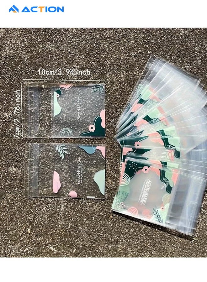 ACTION 100 Pack Diy Self Adhesive Plastic Transparent Candy Cookie Gift Bag, 7cm×10cm Reclosable White Polka Dot Self Sealing Packaging Bags, Chocolate Small Treat Party Birthday Wedding - Image 2