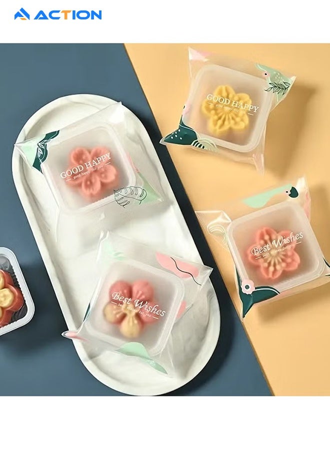 ACTION 100 Pack Diy Self Adhesive Plastic Transparent Candy Cookie Gift Bag, 7cm×10cm Reclosable White Polka Dot Self Sealing Packaging Bags, Chocolate Small Treat Party Birthday Wedding - Image 4