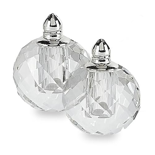 Badash Zendra Crystal Salt And Pepper Shaker Set with Platinum Tops - 2.5” Tall - Image 1