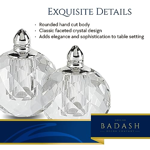 Badash Zendra Crystal Salt And Pepper Shaker Set with Platinum Tops - 2.5” Tall - Image 5