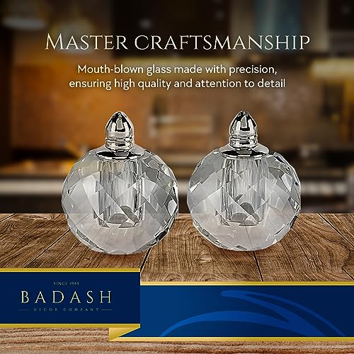 Badash Zendra Crystal Salt And Pepper Shaker Set with Platinum Tops - 2.5” Tall - Image 3