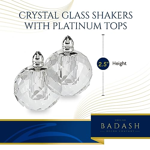 Badash Zendra Crystal Salt And Pepper Shaker Set with Platinum Tops - 2.5” Tall - Image 4