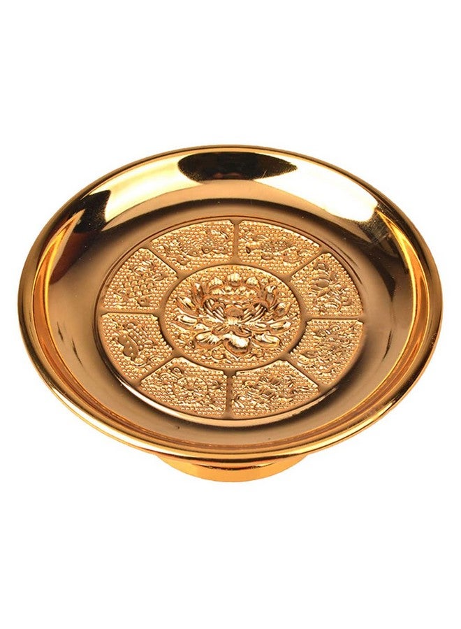 Cabilock Buddhist Plate Offering Bowl Footed Food Dessert Snack Blessing Bowl For Altar Rituals Incense Smudging Decoration Golden 7Inch - Image 2
