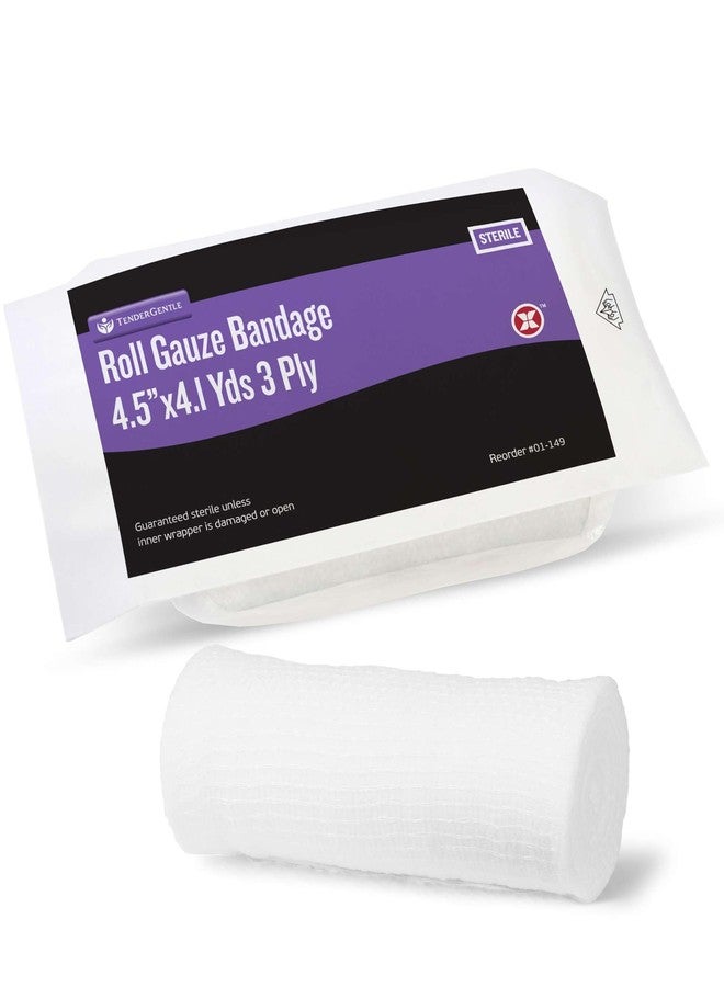 TenderGentle 4.5" Sterile Gauze Rolls - 1 Gauze Bandage for Covering and Cushioning Wounds - 4.5" x 4.1 Yards Long - 3 Ply Medical Roll - Good for Primary and Secondary Dressings - Image 1