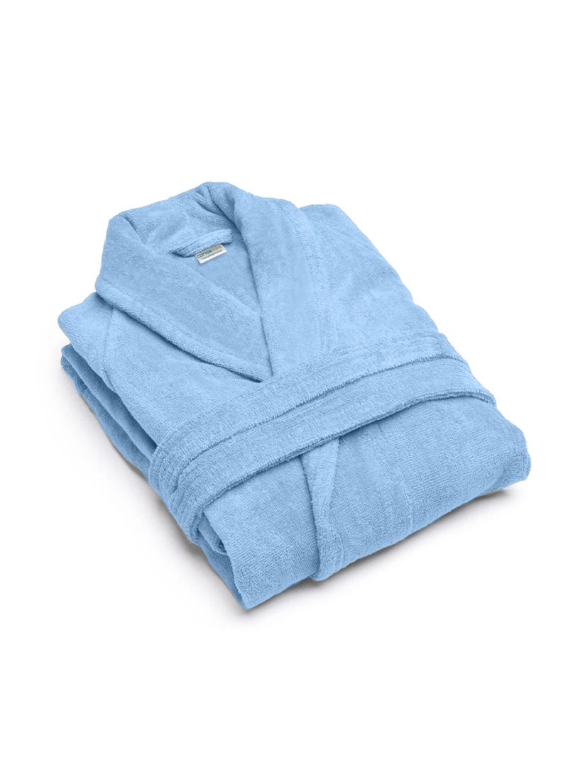 Cotton Plain Bathrobe Sky Blue - Image 1
