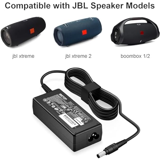 rayihni شاحن لجهاز JBL XTREME 2 متوافق مع JBL BOOMBOX 2 JBL EXTREME 2 مكبر صوت بلوتوث محمول JBL XTREME 2، 9 قدم 19 فولت 65 واط محول طاقة بديل كابل طاقة مكبر صوت JBL - Image 3