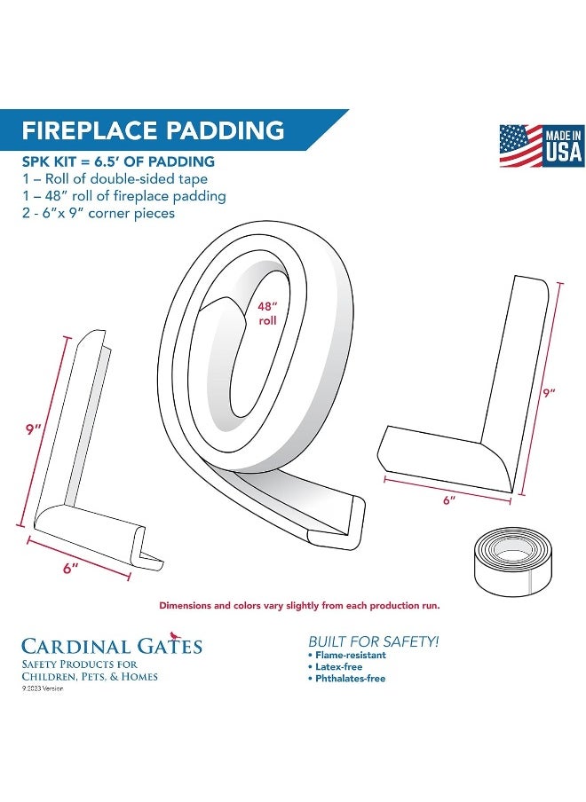Cardinal Gates - SPK Small Hearth Pad Kit - Fireplace Baby Proofing - Adhesive Backed Fireplace Bumpers for Babies - 4 Foot Roll of Padding & Two 6" x 9" Corners - Made in The USA - Taupe - Image 1
