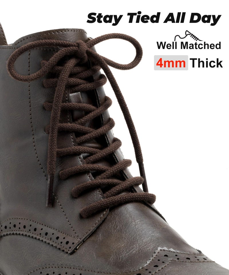 Handshop 2 Pairs Round Cotton Shoe Laces For Sneakers  4 Mm Anti-Slip Round Laces For Athletic Shoes  Boots Deep Brown 90 - Image 3