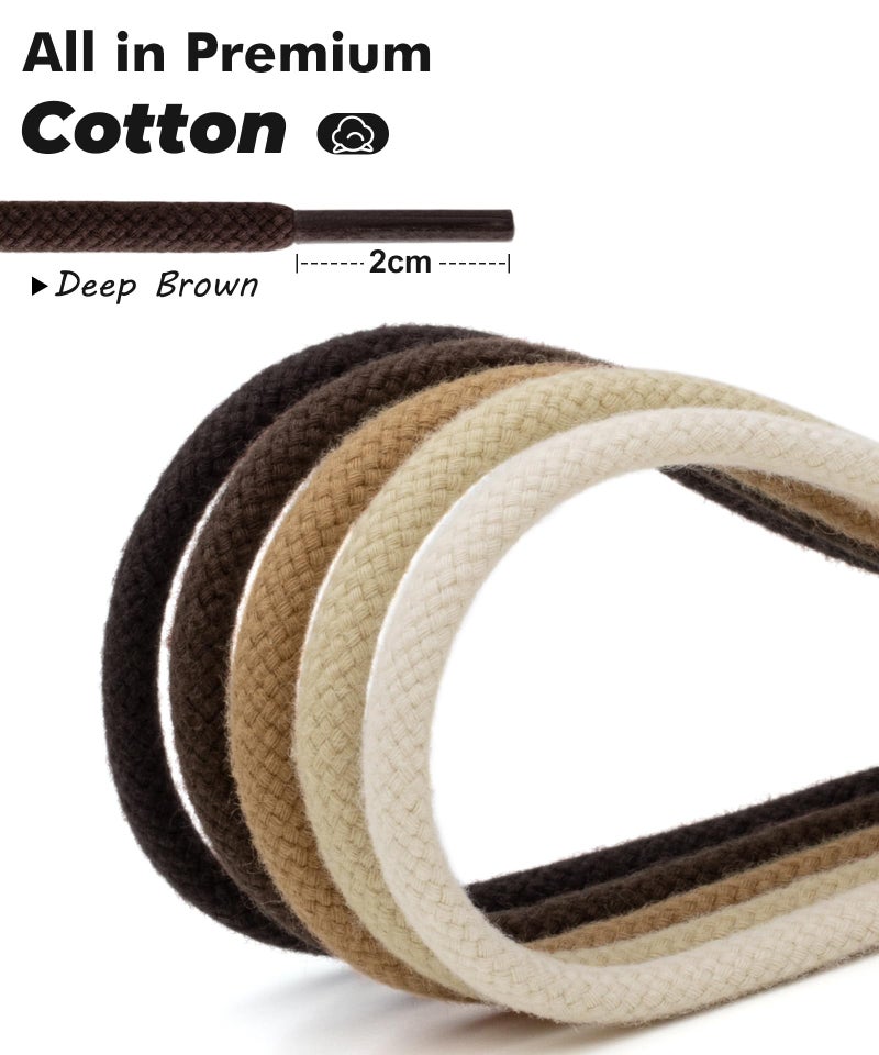 Handshop 2 Pairs Round Cotton Shoe Laces For Sneakers  4 Mm Anti-Slip Round Laces For Athletic Shoes  Boots Deep Brown 90 - Image 2