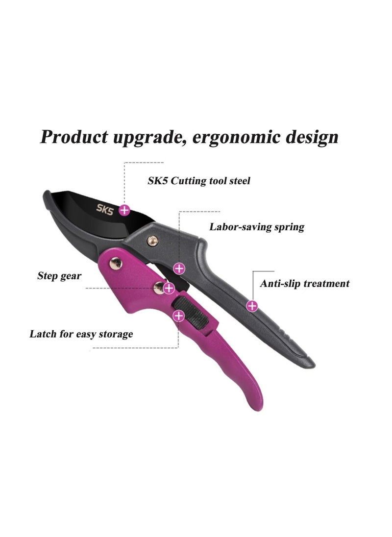 Generic - Pruning Shears for Gardening, 2 Pack Garden Shears, Premium Plant Shears, Garden Plant Clippers, Handheld Pruner for Florist Floral, Thorn Rose, Branch, Hedge, Purple - Image 1