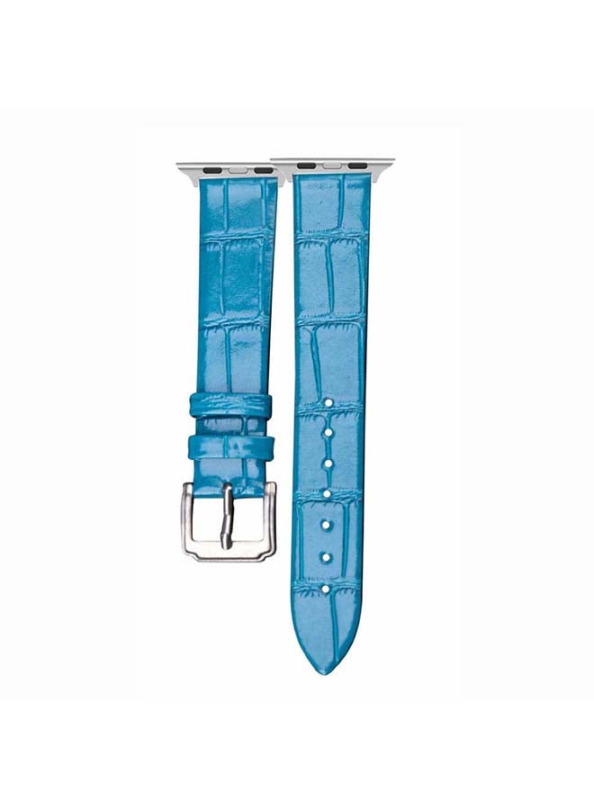 Perfii Croc Pattern Replacement Band For Apple Watch Series 6/SE/5/4/3/2/1 Sky Blue - Image 2