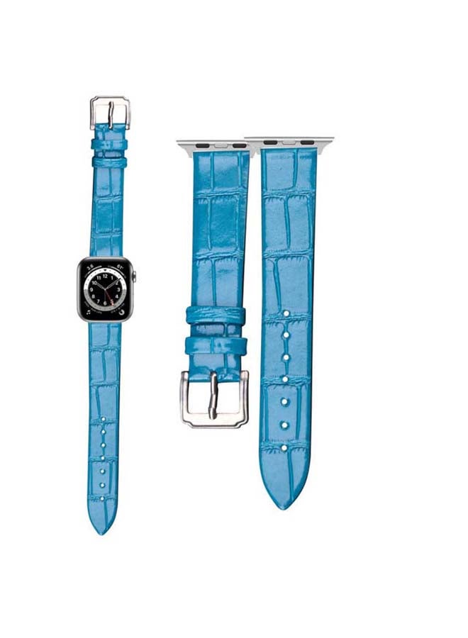 Perfii Croc Pattern Replacement Band For Apple Watch Series 6/SE/5/4/3/2/1 Sky Blue - Image 1