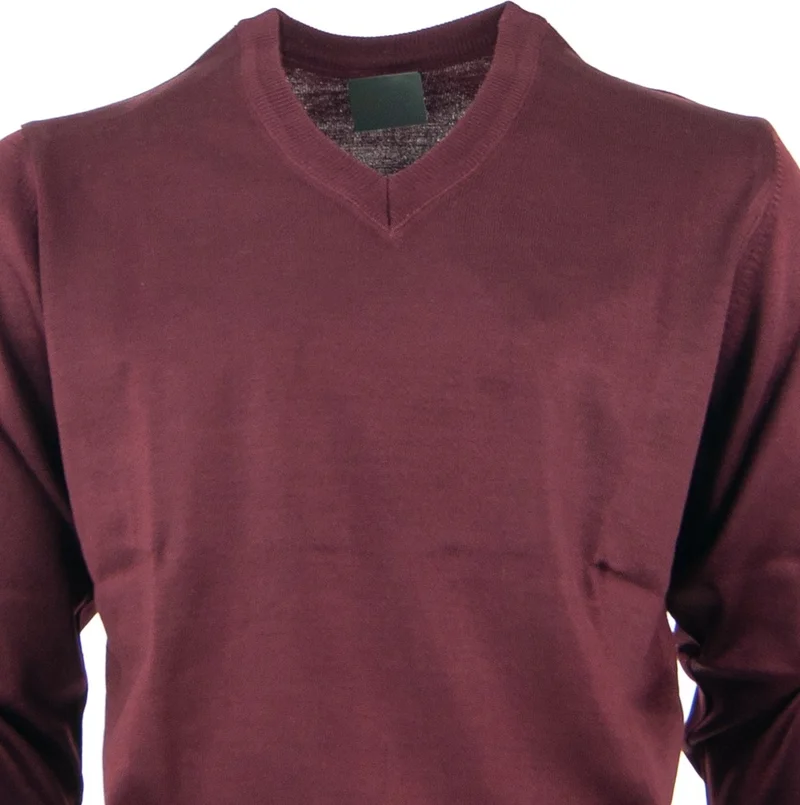 Oppland Men's Dad Sweater V-Neck Fine Wool Woven