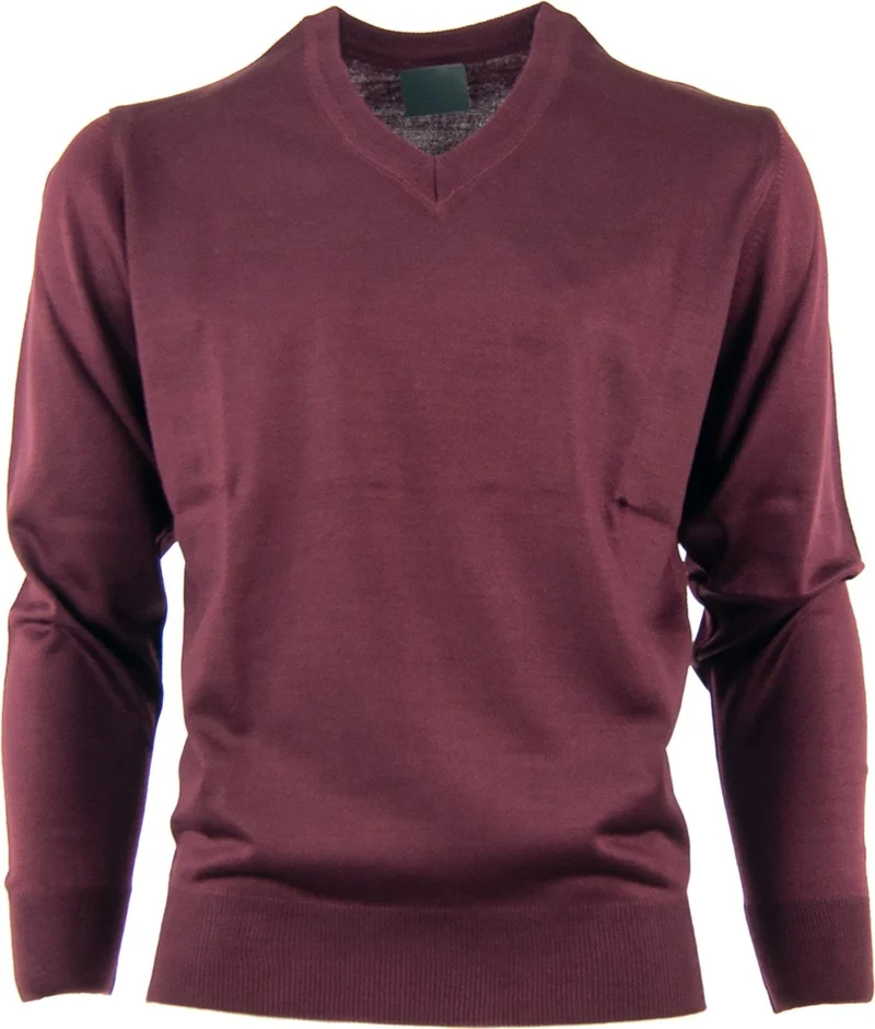 Oppland Men's Dad Sweater V-Neck Fine Wool Woven