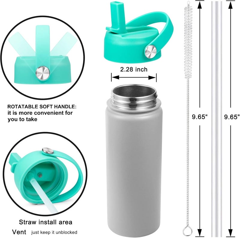 FLORAPELL Straw Lid for Hydro Flask Wide Mouth Water Bottles, Top Lids with Straw Compatible with Hydro Flask 32 40 oz, Replacement Cap Wide Mouth Accessories Flip Lid Flex Handle - Image 2
