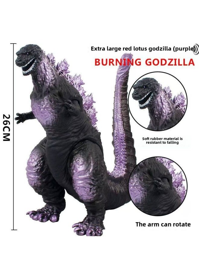 Generic - 2024 Soft Glue Super Large Godzilla King Kong Three-headed Dragon Toy Monster Children's Boy's Hand-made Model Explosive-Color:Planet Rampage Godzilla Purple - Height 23cm - Image 1