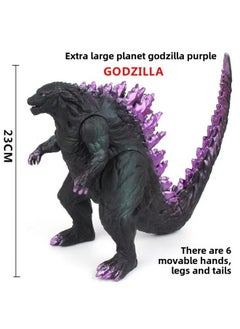 2024 Soft Glue Super Large Godzilla King Kong Three-headed Dragon Toy Monster Children's Boy's Hand-made Model Explosive-Color:Planet Rampage Godzilla Purple - Height 23cm