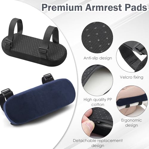 TecoKart® 2Pcs Chair Armrest Cushion Pad Set, Comfortable Memory Foam Elbow Support for Gaming Chair & Office Chair, Thick Armrest Covers with Quick Release Buckle & Anti-Slip Design - Image 3