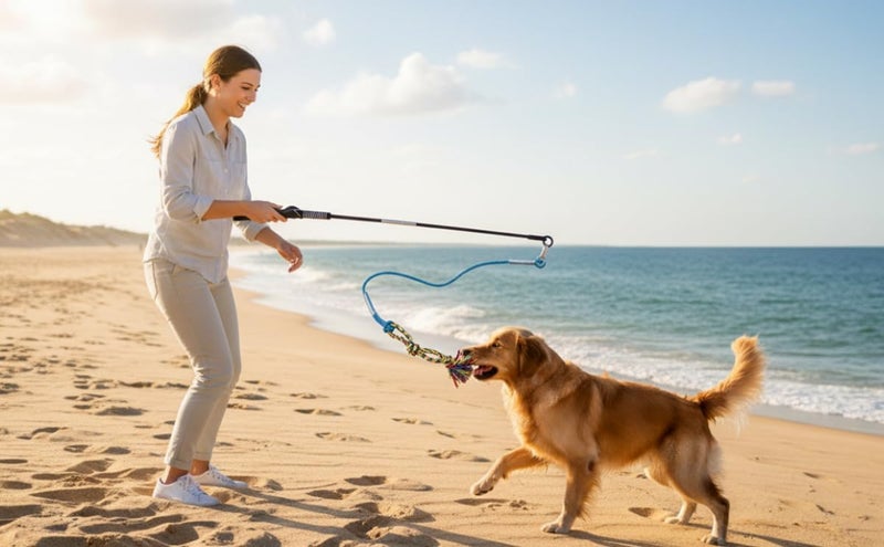 DIBBATU Flirt Pole for Dogs Interactive Dog Toys for Large Medium Small Dogs Chase and Tug of War, Dog Teaser Wand with Lure Chewing Toy for Outdoor Exercise & Training. - Image 3