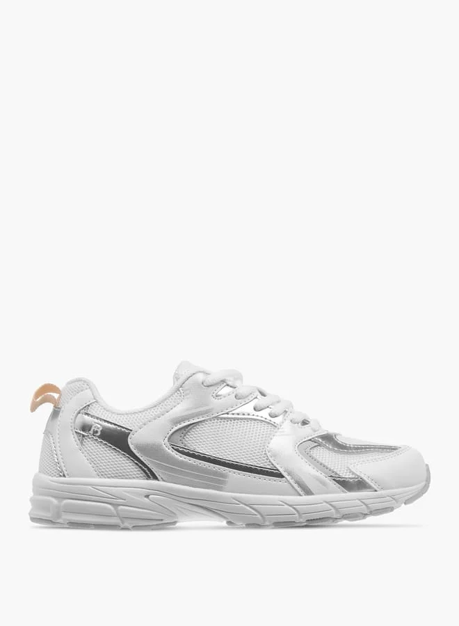 Flora Bella By Shoexpress Women's Panelled Sneakers with Lace-Up Closure