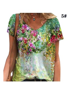 Womens Clothing Wish New Plant Pattern Digital Print Short Sleeve T-shirt 8 colors 8 yards weight: S = 0.14kg 5XL = 0.19kg
