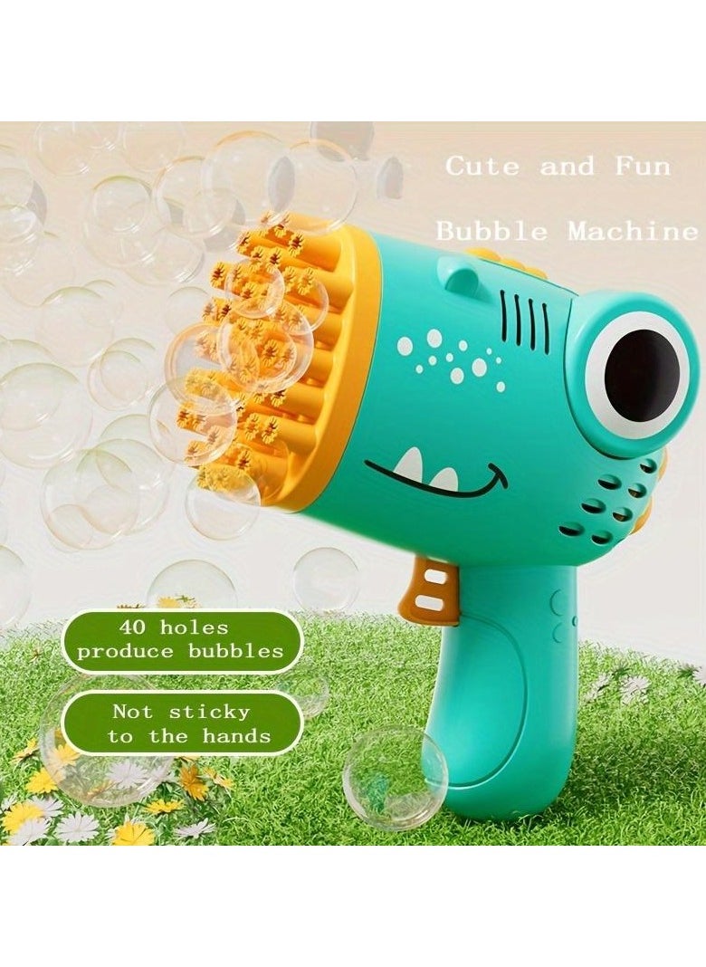 null - Cute dinosaur pattern 40 hole bubble machine toy (without battery and bubble solution) - Image 1