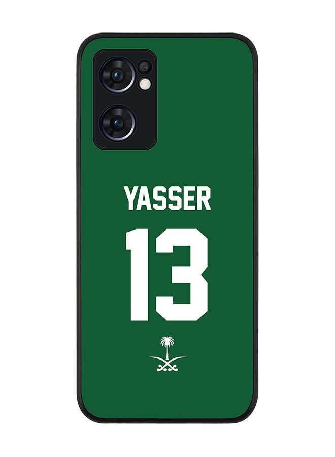 Stylizedd Rugged Black edge case for Oppo Find X5 Lite, Slim fit Soft Case Flexible Cover - Football Team - Saudi Arabia, Player Name - Yasser - Image 1