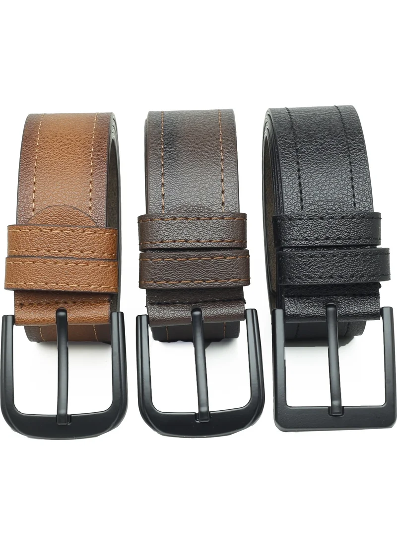 Deribond 3 Pieces Men's Belt Suitable for Jeans Canvas