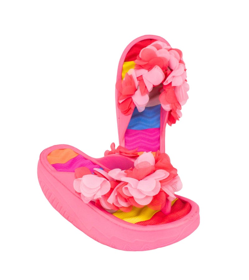 Premsons® Floral Slippers – Women's Wedge Heel Sandals for Beach, Casual – Stylish Slip-On Flip-Flops for Home & Outdoor Use – Comfortable Summer Footwear – Pink – Size 36 - Image 4