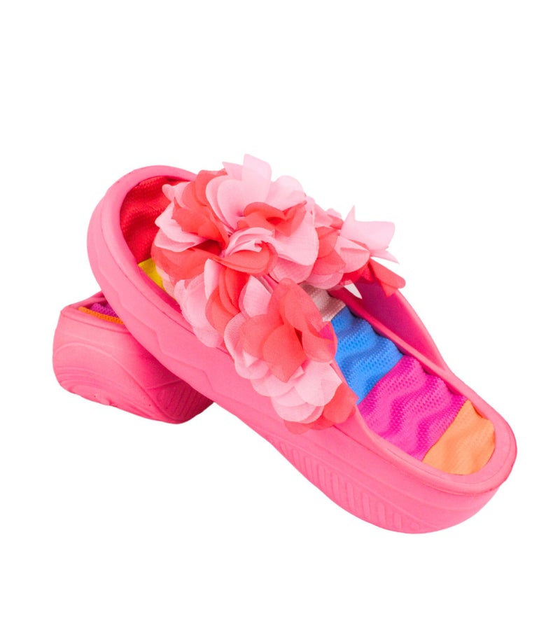 Premsons® Floral Slippers – Women's Wedge Heel Sandals for Beach, Casual – Stylish Slip-On Flip-Flops for Home & Outdoor Use – Comfortable Summer Footwear – Pink – Size 36 - Image 3