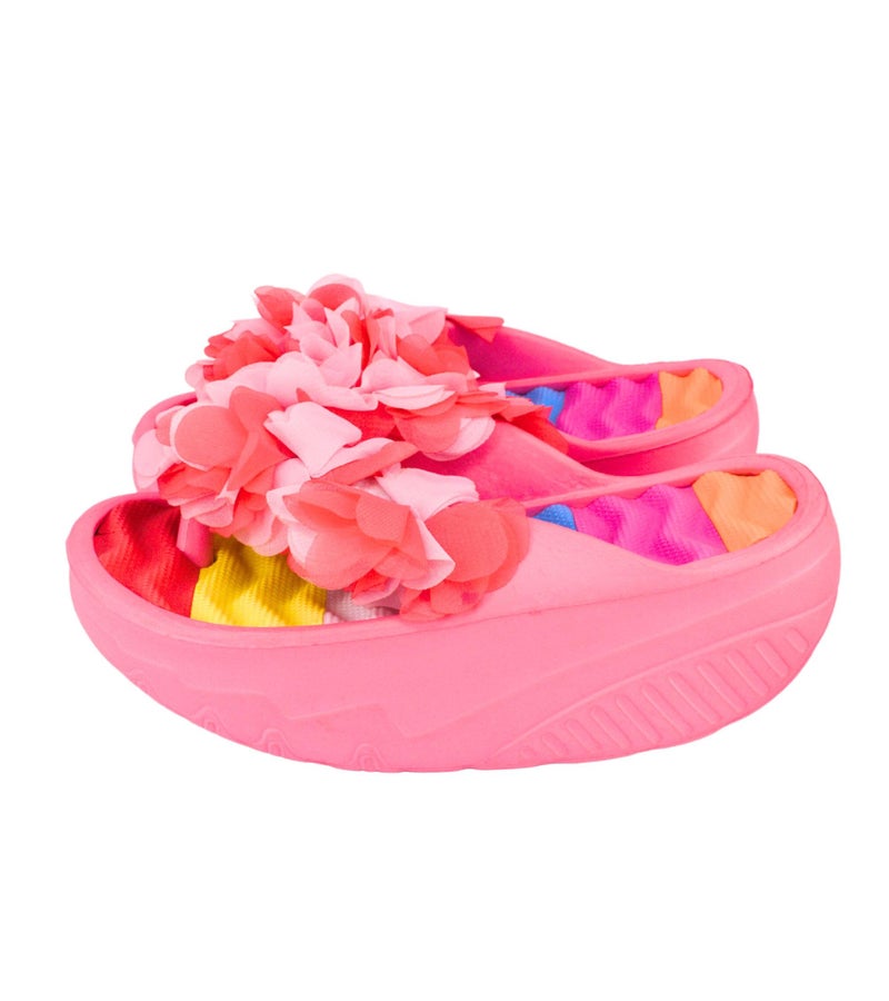 Premsons® Floral Slippers – Women's Wedge Heel Sandals for Beach, Casual – Stylish Slip-On Flip-Flops for Home & Outdoor Use – Comfortable Summer Footwear – Pink – Size 36 - Image 1