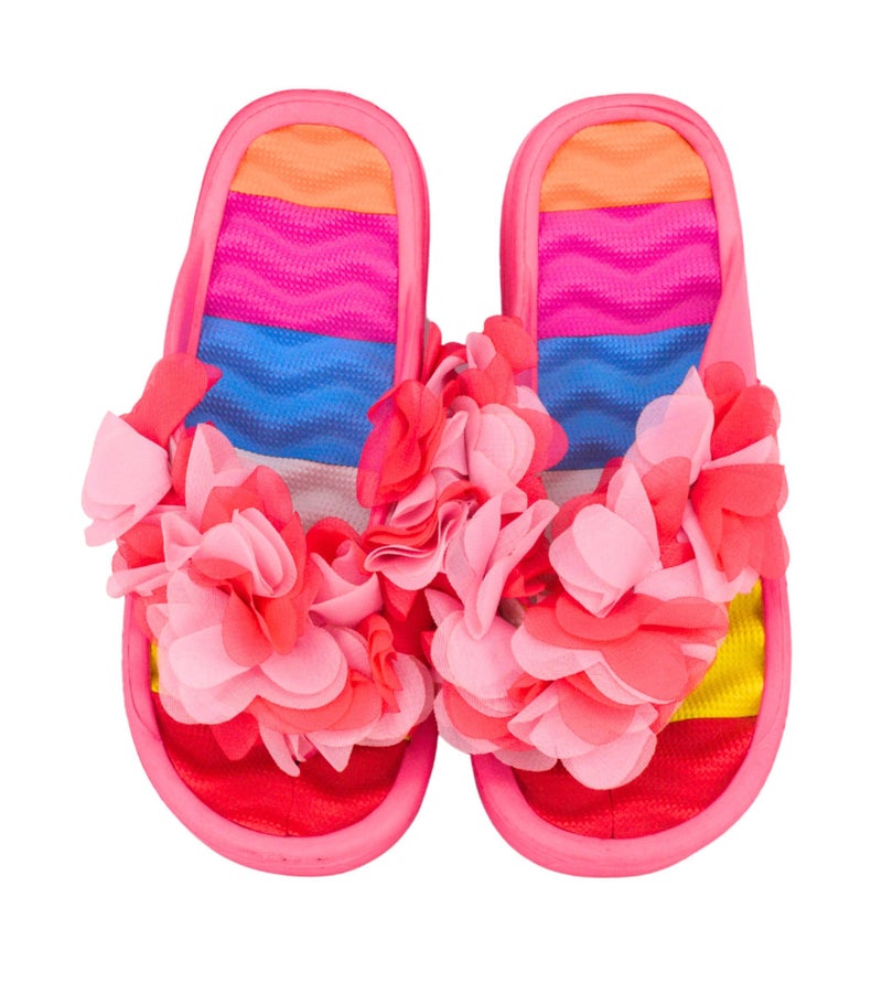 Premsons® Floral Slippers – Women's Wedge Heel Sandals for Beach, Casual – Stylish Slip-On Flip-Flops for Home & Outdoor Use – Comfortable Summer Footwear – Pink – Size 36 - Image 2