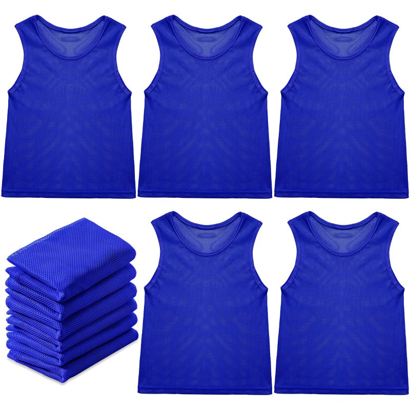 Sintege 12 Pcs Soccer Pinnies Pennies Jersey Scrimmage Vest Sports Practice Jersey Mesh Basketball Vest for Youth Adult KidsSmallDark Blue