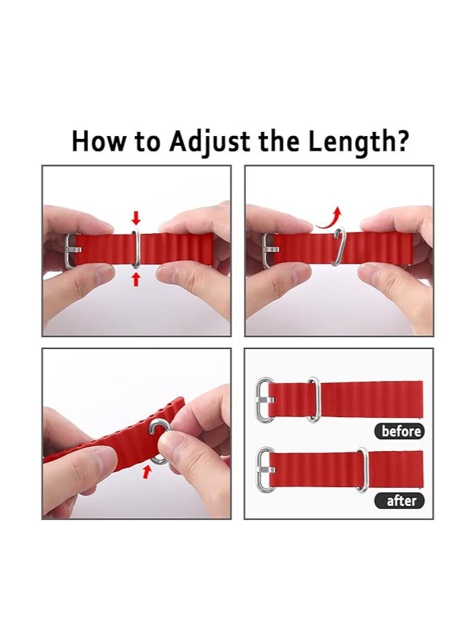 ten.tech - Ocean Silicone Band 20mm, Waterproof Soft Silicone Sport Band for Samsung Gear Sport/Samsung Watch 4/5/5 Pro/S2 Classic/Active 2 44/40mm/Amazfit GTS4/GTS3, by TenTech red - Image 1