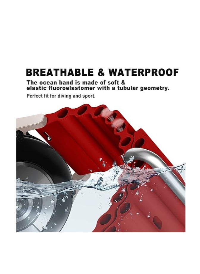 ten.tech - Ocean Silicone Band 20mm, Waterproof Soft Silicone Sport Band for Samsung Gear Sport/Samsung Watch 4/5/5 Pro/S2 Classic/Active 2 44/40mm/Amazfit GTS4/GTS3, by TenTech red - Image 1