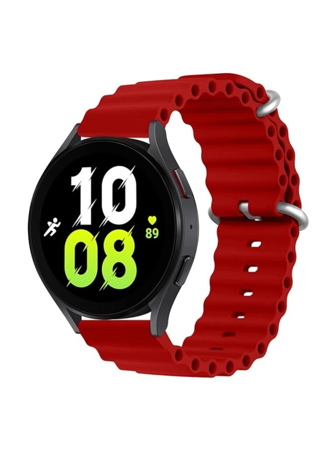 ten.tech - Ocean Silicone Band 20mm, Waterproof Soft Silicone Sport Band for Samsung Gear Sport/Samsung Watch 4/5/5 Pro/S2 Classic/Active 2 44/40mm/Amazfit GTS4/GTS3, by TenTech red - Image 1