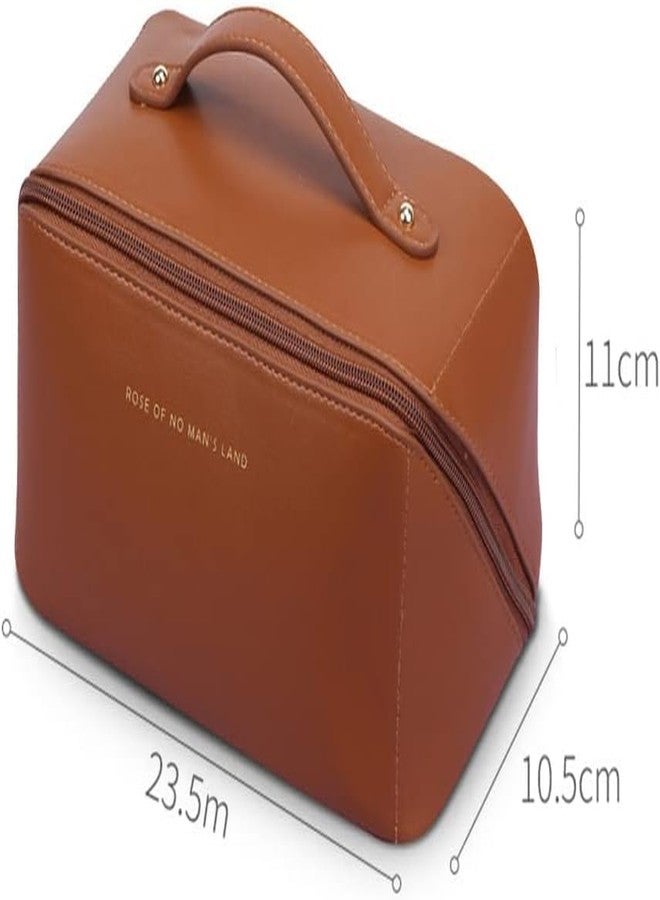 Ghime Travel Cosmetic Bag Women's Makeup Large Capacity Portable PU Leather Multifunctional Storage Organizer Bag (8. Brown) - Image 4