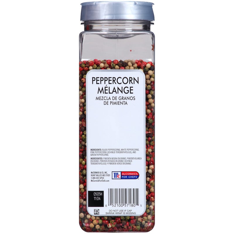McCormick Culinary Rainbow Peppercorn Medley, 15 oz - One 15 Ounce Container of Mixed Peppercorn Blend for Grinder Refill, Perfect on Meats and Vegetable Side Dishes - Image 2
