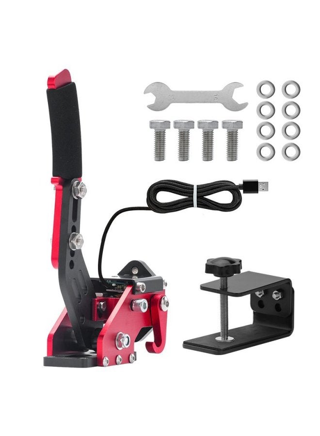 Racing Handbrake Simulator Game Steering Wheel PC Linear Drift Game Rally (with Fixture)-Product Color:Red Handbrake + Clamp  - Image 1
