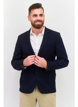 Celio Men Slim Fit Plain Blazer, Navy  - Image 1