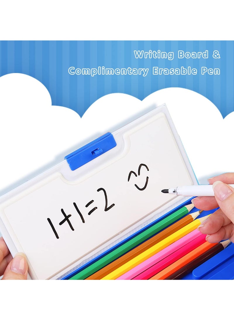 DMG TECH - Pop Up Multifunction Pencil Case for Boys, Cute Cartoon Pen Box Organizer Stationery with Sharpener, Schedule, Whiteboard, School Supplies, Best Birthday Gifts for Kids Teens (BLUE) - Image 1