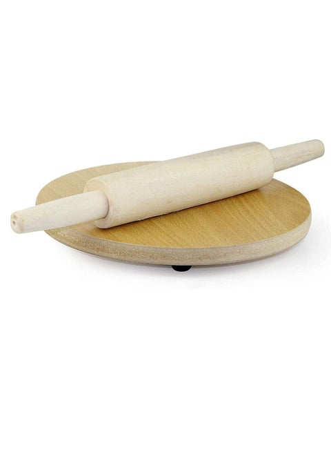 Wooden Chakla belan with Rolling Pin/Rigag Maker/Chakla Wooden Roti Maker/Pizza Maker/Chaklabin/Chapati Flatbread Tortilla Maker with Rolling Pin