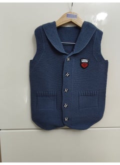 Baby Boy and Child Seasonal Embroidered Buttoned Ata Knitwear Vest