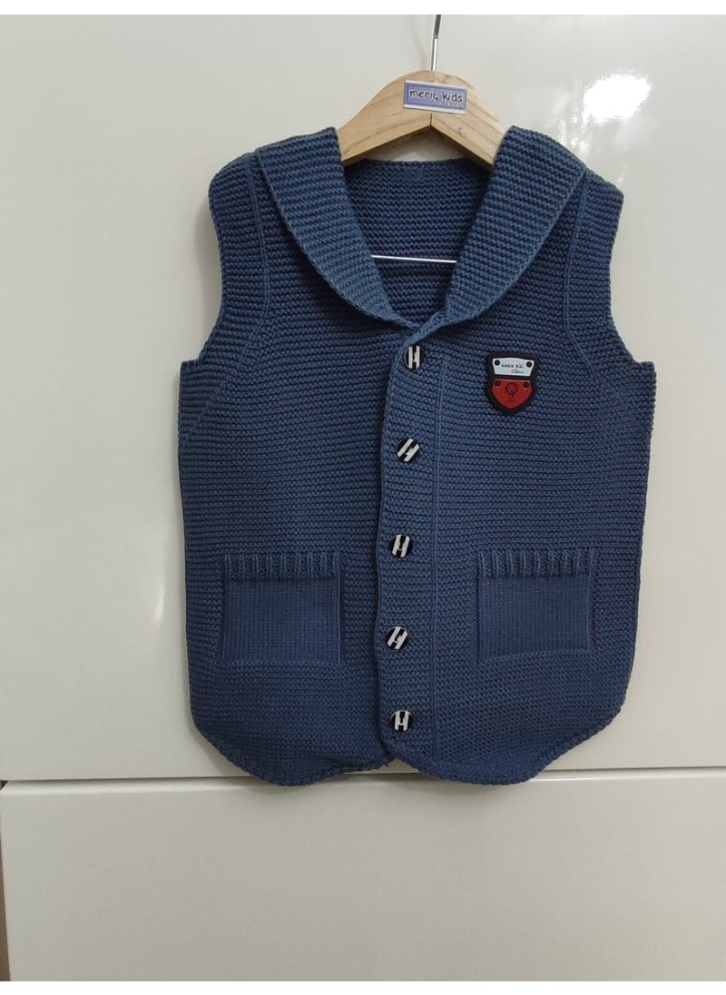 Meriç Bebe - Baby Boy and Child Seasonal Embroidered Buttoned Ata Knitwear Vest - Image 1