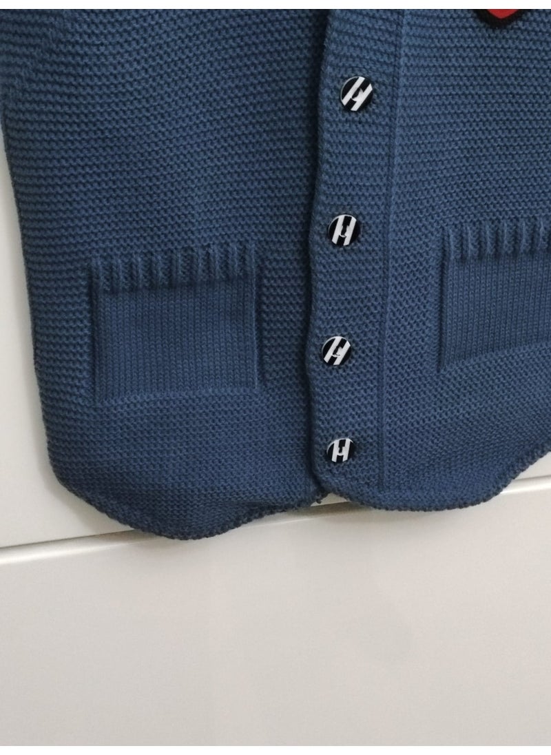 Meriç Bebe - Baby Boy and Child Seasonal Embroidered Buttoned Ata Knitwear Vest - Image 1
